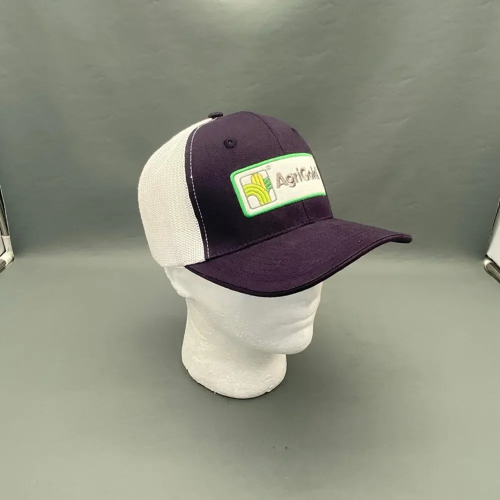 AgriGold Seed Hat Cap Vintage Style Mesh Trucker Snapback Purple White Farming